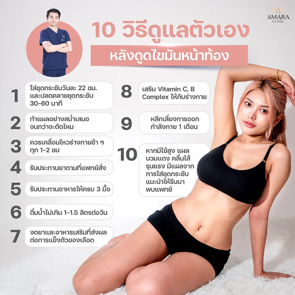 10 วิธีดูแลตัวเองหลังดูดไขมันหน้าท้อง